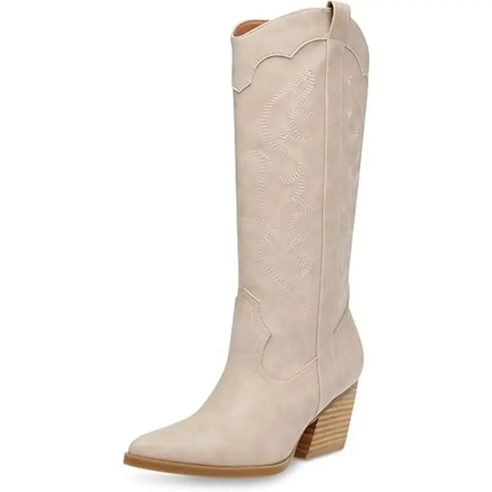 NEW DV Dolce Vita Women's Kindred Tall Pull On Cowboy Boots Stone Size 11M